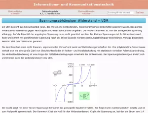 Webseite: Spannungsabhängiger Widerstand - VDR