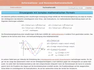 Webseite: Sinussignale mit komplex-mathematischen Formeln