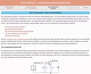 Webseite: Die Transistor-Kennlinienfelder