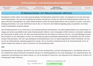 Webseite: SI-Basiseinheiten mit Naturkonstanten definiert