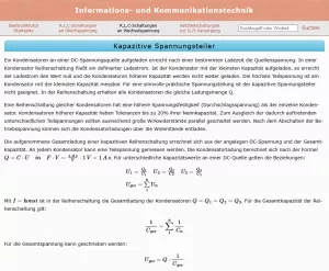 Webseite: Kapazitive Spannungsteiler