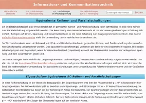 Webseite: Äquivalente Reihen- und Parallelschaltungen
