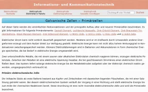 Webseite: Galvanische Zellen - Primärzellen
