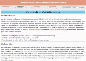 Webseite: Widerstände im Wechselstromkreis