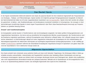 Webseite: Das Bauteil Spule