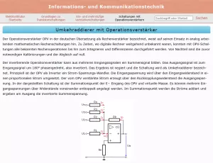 Webseite: Umkehraddierer mit Operationsverstärker