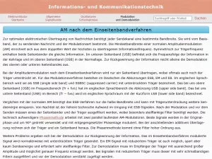 Webseite: Amplitudenmodulation nach dem Einseitenbandverfahren