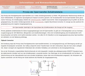 Webseite: Prinzip der Sperrwandler-Schaltnetzteile