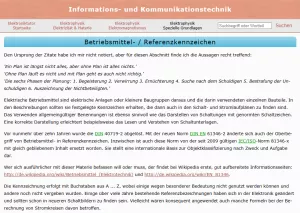 Webseite: Betriebsmittel- / Referenzkennzeichen