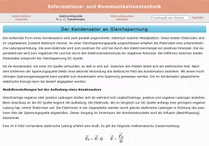 Webseite: Der Kondensator als elektrische Kapazität