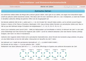Webseite: Zyklische Zahlen