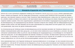 Webseite: Bistabile Kippstufe mit Transistoren