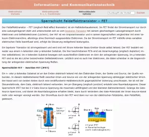 Webseite: Sperrschicht Feldeffekttransistor - FET