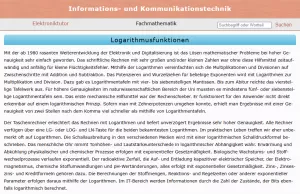 Webseite: Logarithmusfunktionen