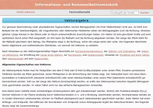Webseite: Vektoralgebra
