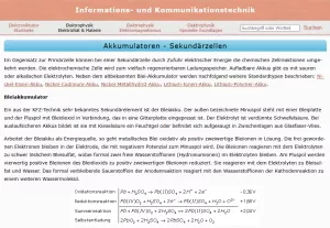 Webseite: Akkumulatoren - Sekundärzellen