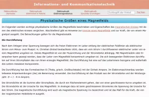 Webseite: Physikalische Größen eines Magnetfelds