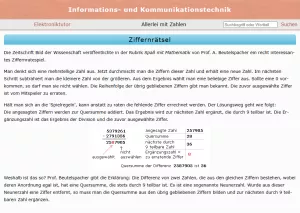 Webseite: Ziffernrätsel