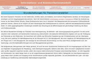 Webseite: Grundschaltungen für Transistorverstärker