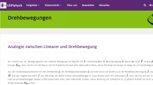 Unterrichtsbaustein: Analogie zwischen Linearer und Drehbewegung - Grundwissen