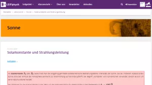 Unterrichtsbaustein: Solarkonstante und Strahlungsleistung