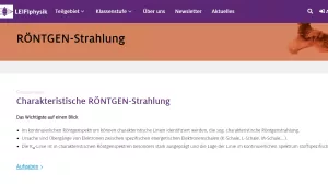 Unterrichtsbaustein: Charakteristische RÖNTGEN-Strahlung - Grundwissen