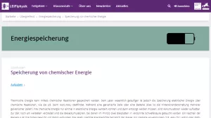 Unterrichtsbaustein: Speicherung von chemischer Energie