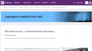 Simulation: MILLIKAN-Versuch - Schwebemethode (Simulation)