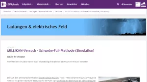 Simulation: MILLIKAN-Versuch - Schwebe-Fall-Methode (Simulation)