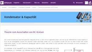 Unterrichtsbaustein: Theorie zum Ausschalten von RC-Kreisen