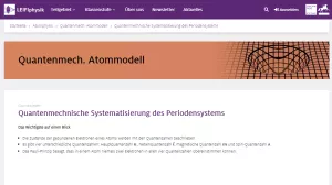 Unterrichtsbaustein: Quantenmechnische Systematisierung des Periodensystems