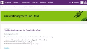 Unterrichtsbaustein: Stabile Kreisbahnen im Gravitationsfeld