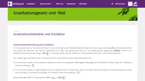Unterrichtsbaustein: Gravitationsfeldstärke und Ortsfaktor