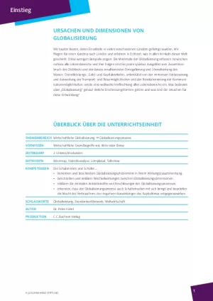 Unterrichtsbaustein: Ursachen und Dimensionen von Globalisierung