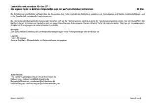 Unterrichtsplanung: Steuerfachangestellte: Lernfeldstrukturanalyse Lernfeld 1