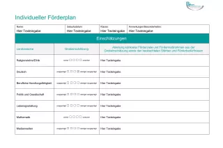 Sonstiges: Berufssprache Deutsch: Individueller Förderplan