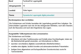 Unterrichtsplanung: Dynamische Lagerregale digital präsentiert (DOCX)