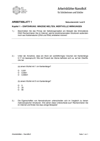 Arbeitsblatt: Nanotechnologie: Arbeitsblätter