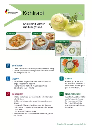 Text: Lebensmittel-Infoblatt: Kohlrabi