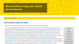 Unterrichtsbaustein: Quiz: Wirtschaftliche Folgen der Einheit