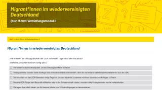 Unterrichtsbaustein: Quiz: Migrant*innen im wiedervereinigten Deutschland