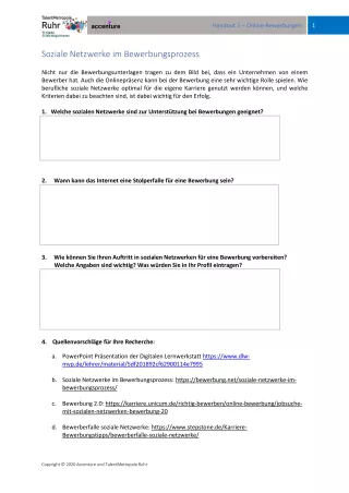 Arbeitsblatt: Online Bewerbung - Bewerbungsprozess