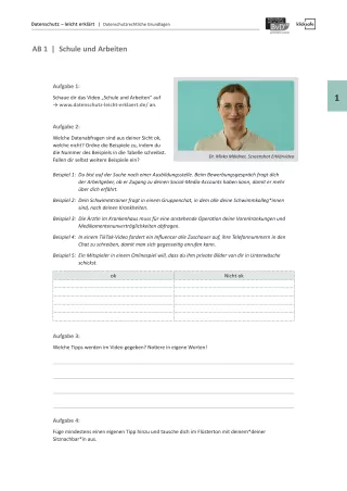 Arbeitsblatt: Arbeitsblatt zum Video "Schule und Arbeiten"