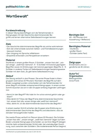 Arbeitsblatt: WortGewalt - Alternative Selbstbezeichnungen