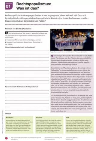 Arbeitsblatt: Nr. 114: Rechtspopulismus - Herausforderung für die Demokratie | Arbeitsblätter