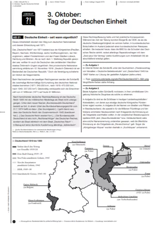 Unterrichtsplanung: 3. Oktober: Tag der Deutschen Einheit | Hinweise für Lehrende