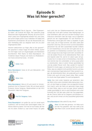 Text: Podcast: Sag mal...: Über Organspende reden | Episode 5 Transkript