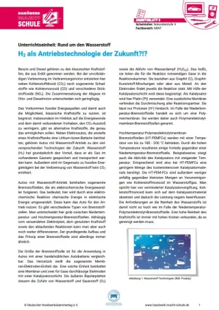 Arbeitsblatt: Rund um den Wasserstoff | Arbeitsblatt 3: Wasserstoff als Antriebstechnologie der Zukunft?!