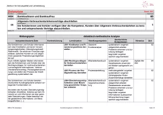 Unterrichtsplanung: Allgemein-Verbraucherdarlehensverträge abschließen: Zielanalyse (PDF)