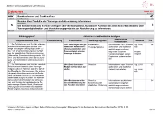 Unterrichtsplanung: Kunden über Produkte der Vorsorge und Absicherung informieren: Zielanalyse (PDF)